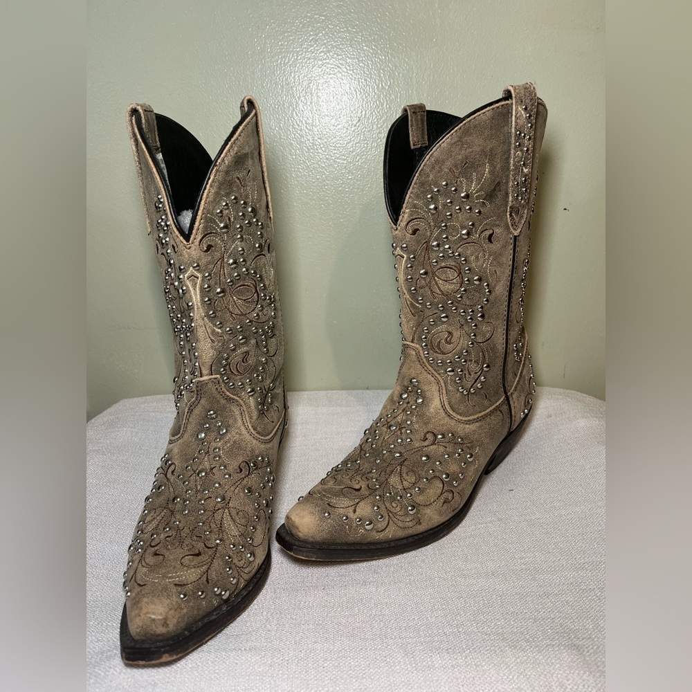 Rockin Country  Studded Suede Western Rodeo Country Boots Womens 10M